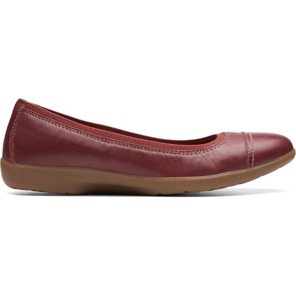 Clarks Womens Chestnut Leather Closed Pointed Toe Meadow Opal Ballet Flat Shoes - Picture 2 of 9